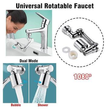 Universal Spray Filter Faucet, 1080° Rotating Faucet Extender Aerator, Non Splashing Swivel Sink Faucet Head with 2 Water Outlet Modes for Bathroom and Kitchen - Imported from UK